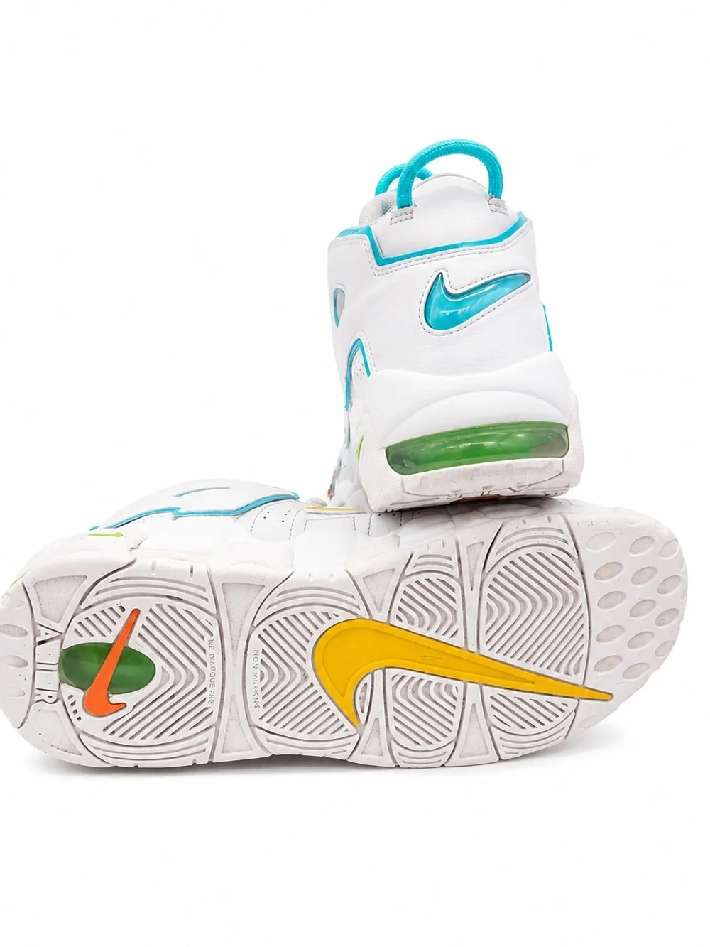 Nike Air More Uptempo White Rainbow Sneakers Size 8.5